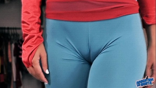 Sexy sweetheart large mangos round a-hole hawt cameltoe cunt in taut spandex