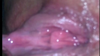 Squirting after a sex tool fake penis creampie