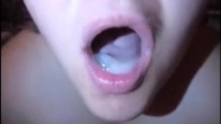 Wife drink spouse entire load of cum down mouth