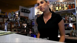 Barmaid lenka drilled up with customer for some cash