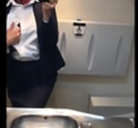 Latina stewardess joins the masturbation mile high club in the WC and cums