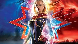 Busty Captain Marvel handles oodles of big throbbing cocks