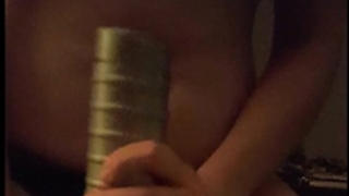 Sexy blond legal age teenager copulates my pecker with fleshlight and her soaked vagina