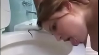 Alicia getting face fuck & face in WC bowl