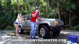 Don't fuck my daughter - nasty sierra nicole bonks the carwash chap